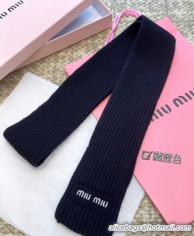 Inexpensive Miu Miu Wool Narrow Long Scarf 10x180cm MM091019 Blue 2025