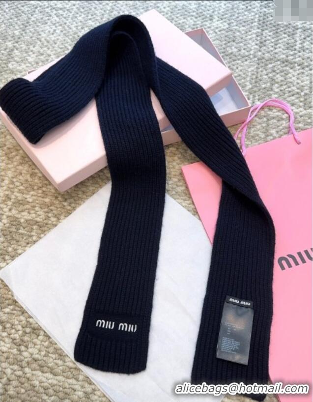 Inexpensive Miu Miu Wool Narrow Long Scarf 10x180cm MM091019 Blue 2025