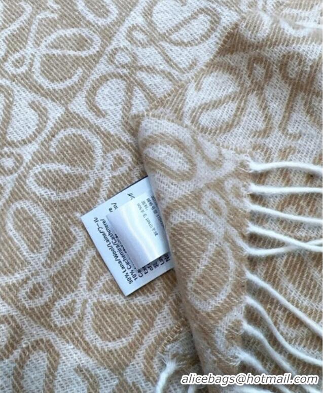 Luxury Cheap Loewe Cashmere Wool Long Scarf LW091020 Beige 2025