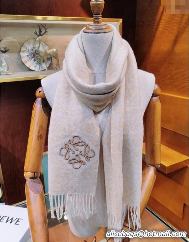 Cheapest Loewe Anagram Cashmere Wool Long Scarf LW091021 Apricot 2025