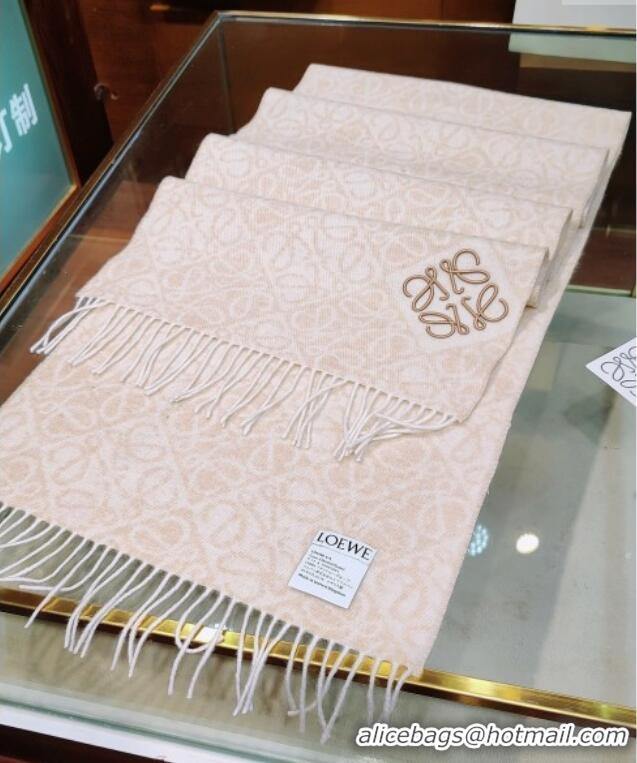 Cheapest Loewe Anagram Cashmere Wool Long Scarf LW091021 Apricot 2025