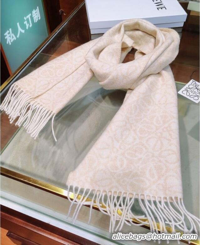 Cheapest Loewe Anagram Cashmere Wool Long Scarf LW091021 Apricot 2025