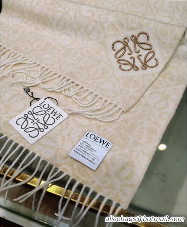 Cheapest Loewe Anagram Cashmere Wool Long Scarf LW091021 Apricot 2025