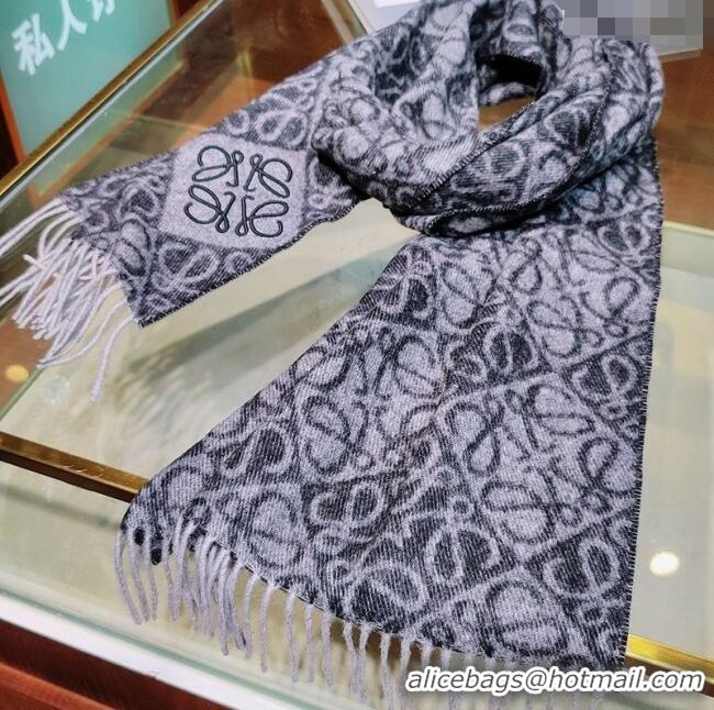 Low Cost Loewe Anagram Cashmere Wool Long Scarf LW091021 Black 2025