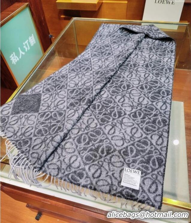 Low Cost Loewe Anagram Cashmere Wool Long Scarf LW091021 Black 2025