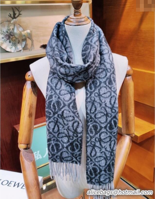 Low Cost Loewe Anagram Cashmere Wool Long Scarf LW091021 Black 2025