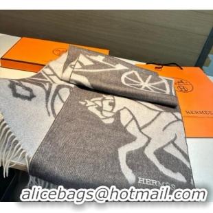 Luxury Cheap Hermes Wool Long Scarf 30x180cm HS091022 Dark Grey 2025