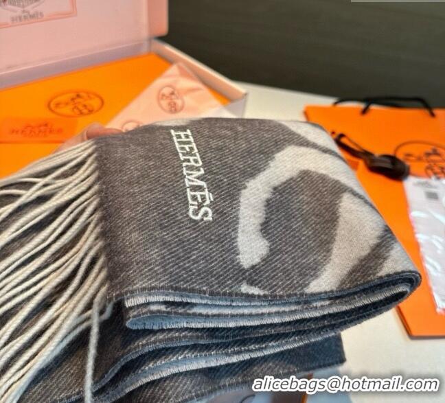 Luxury Cheap Hermes Wool Long Scarf 30x180cm HS091022 Dark Grey 2025