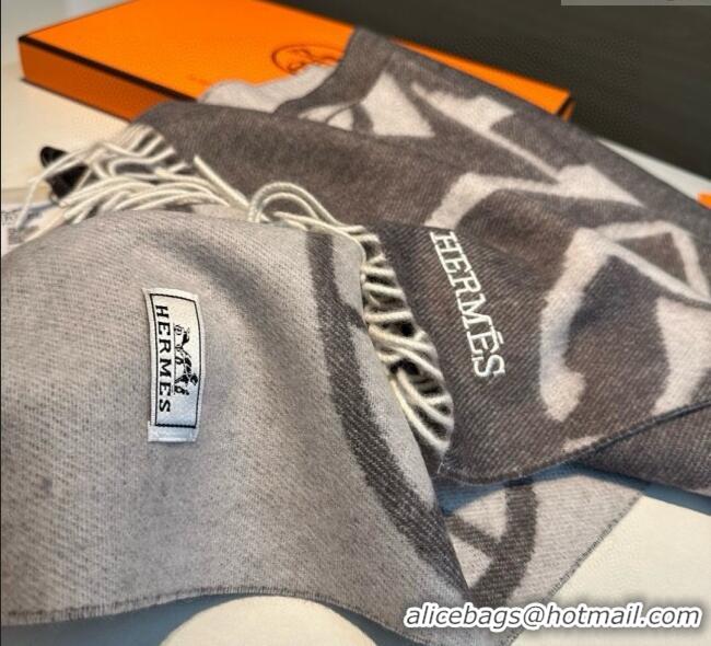 Luxury Cheap Hermes Wool Long Scarf 30x180cm HS091022 Dark Grey 2025