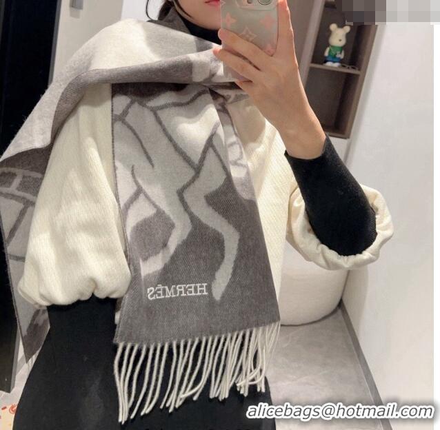 Luxury Cheap Hermes Wool Long Scarf 30x180cm HS091022 Dark Grey 2025