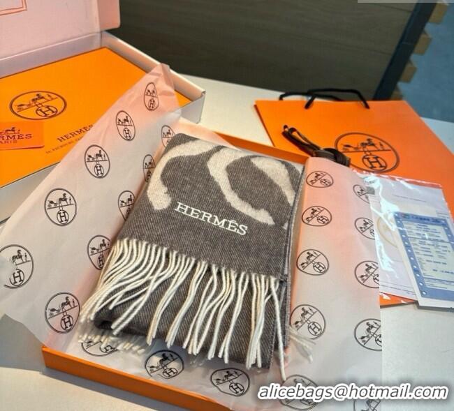 Luxury Cheap Hermes Wool Long Scarf 30x180cm HS091022 Dark Grey 2025