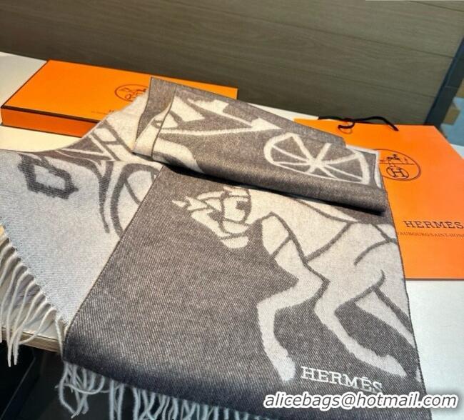 Luxury Cheap Hermes Wool Long Scarf 30x180cm HS091022 Dark Grey 2025