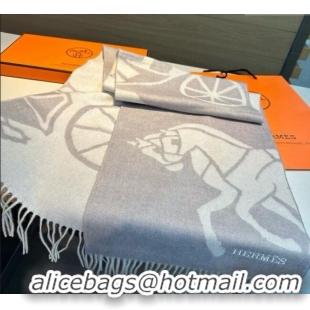 Top Grade Hermes Wool Long Scarf 30x180cm HS091022 Light Grey 2025