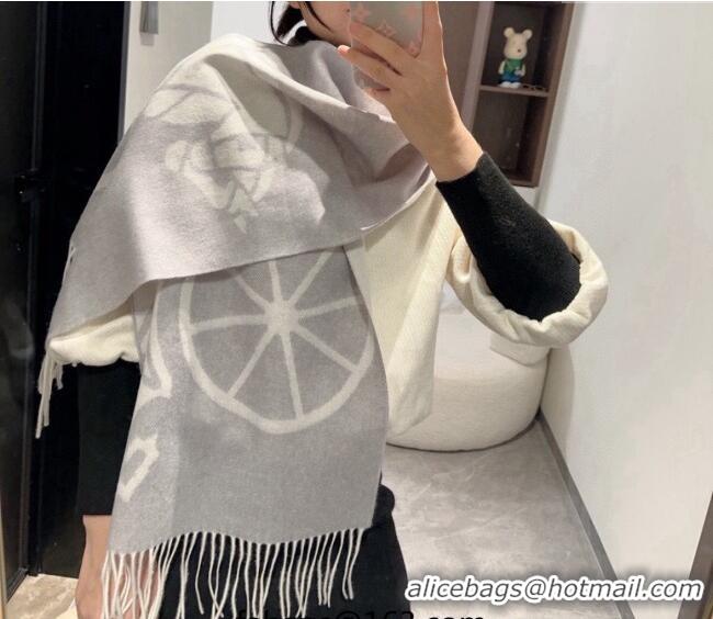 Top Grade Hermes Wool Long Scarf 30x180cm HS091022 Light Grey 2025