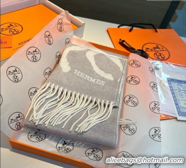 Top Grade Hermes Wool Long Scarf 30x180cm HS091022 Light Grey 2025
