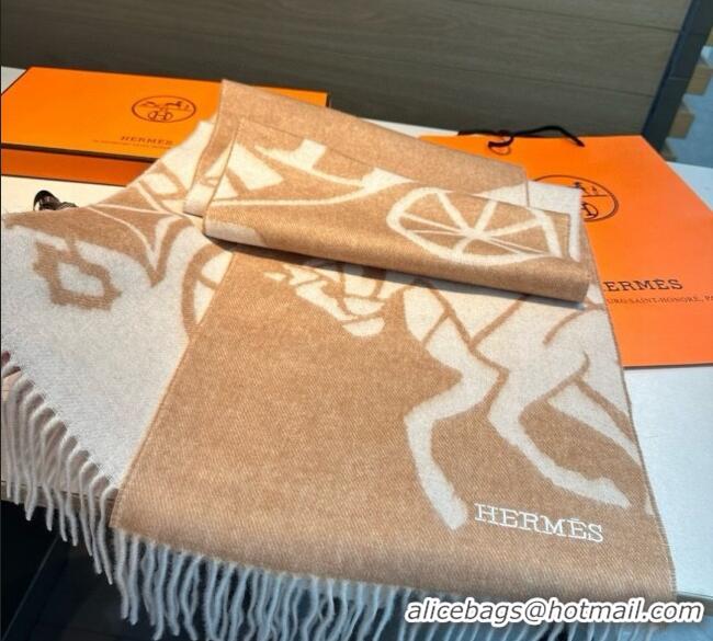 Best Price Hermes Wool Long Scarf 30x180cm HS091022 Beige 2025