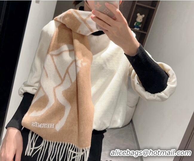 Best Price Hermes Wool Long Scarf 30x180cm HS091022 Beige 2025