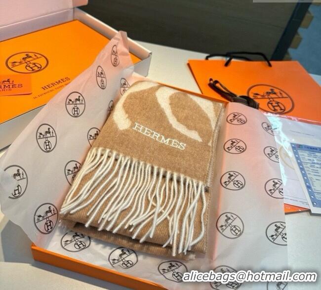 Best Price Hermes Wool Long Scarf 30x180cm HS091022 Beige 2025