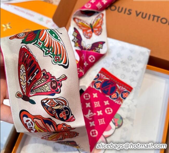 Good Taste Louis Vuitton Butterfly Silk Bandeau Scarf LV091023 Dark Pink 2025