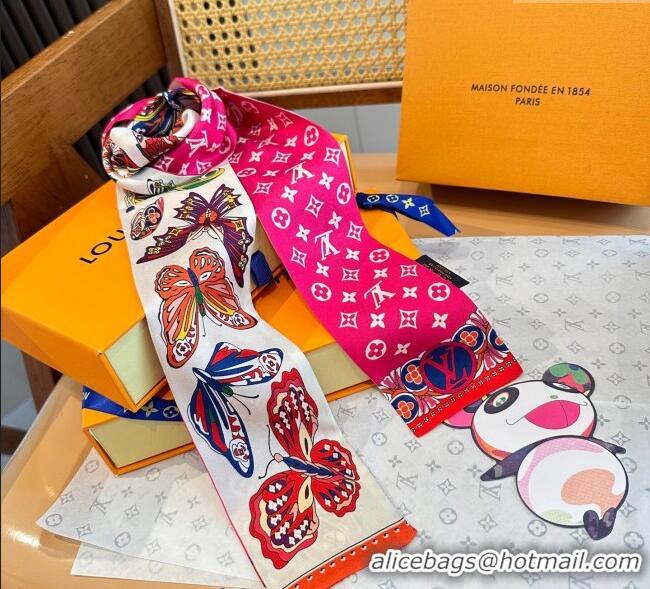 Good Taste Louis Vuitton Butterfly Silk Bandeau Scarf LV091023 Dark Pink 2025