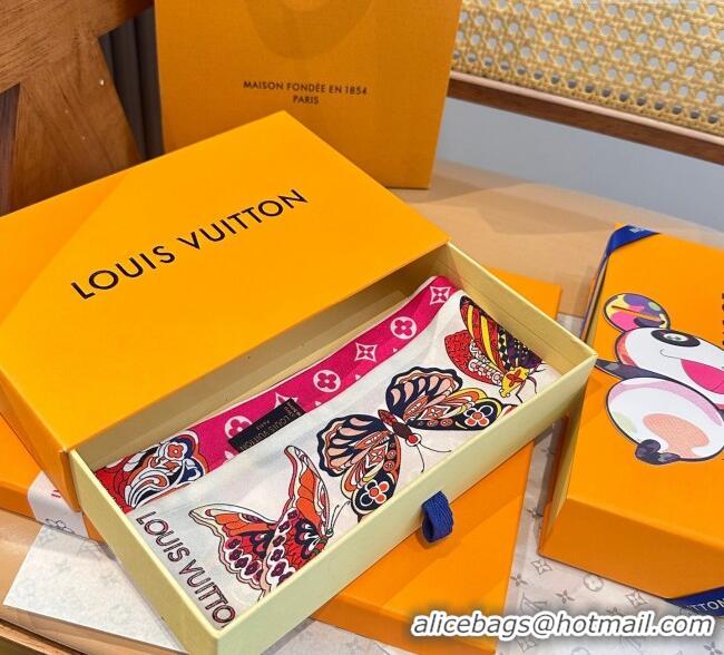 Good Taste Louis Vuitton Butterfly Silk Bandeau Scarf LV091023 Dark Pink 2025