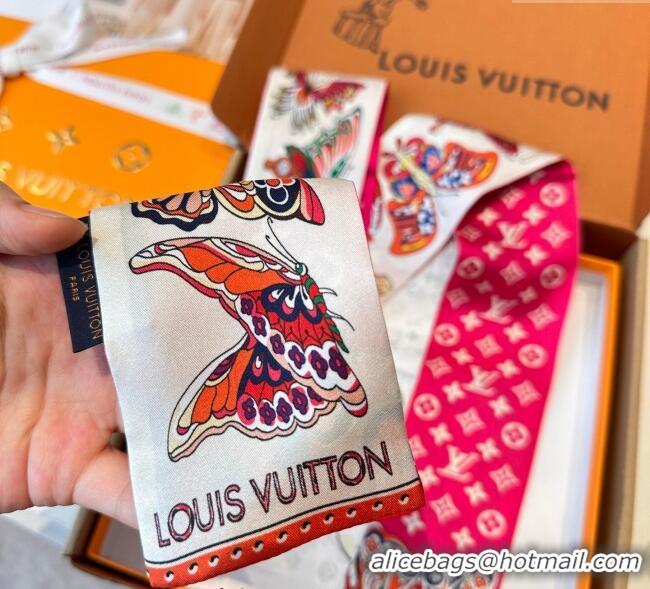 Good Taste Louis Vuitton Butterfly Silk Bandeau Scarf LV091023 Dark Pink 2025