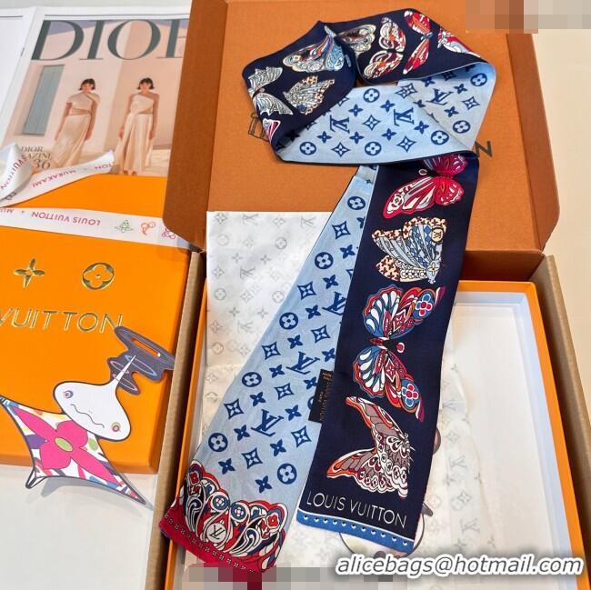 Discount Louis Vuitton Butterfly Silk Bandeau Scarf LV091023 Blue 2025