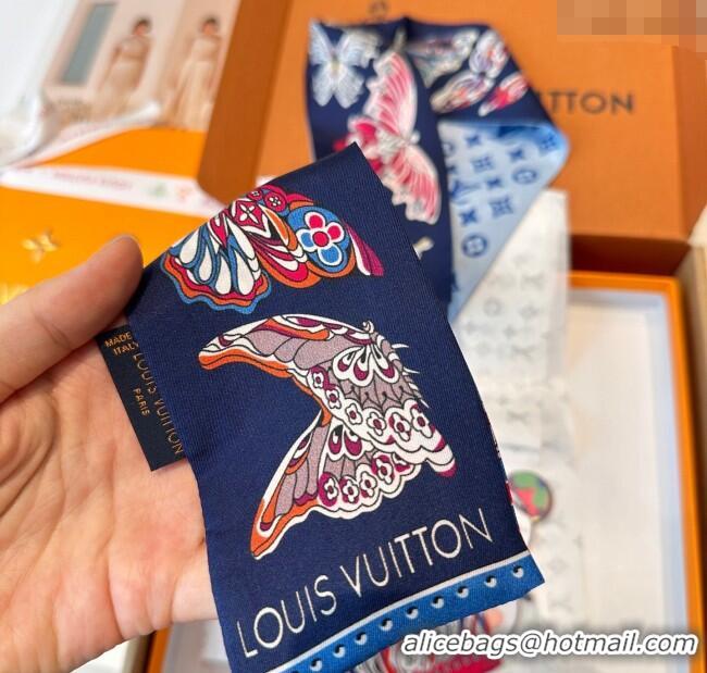 Discount Louis Vuitton Butterfly Silk Bandeau Scarf LV091023 Blue 2025