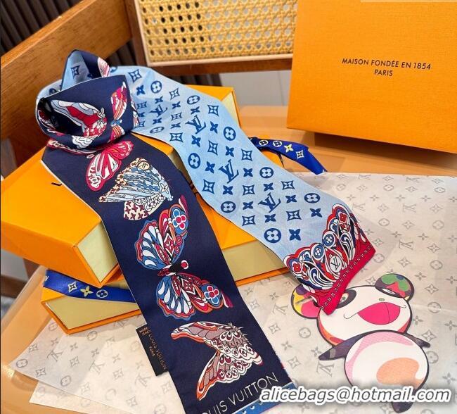Discount Louis Vuitton Butterfly Silk Bandeau Scarf LV091023 Blue 2025