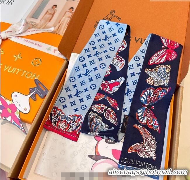 Discount Louis Vuitton Butterfly Silk Bandeau Scarf LV091023 Blue 2025