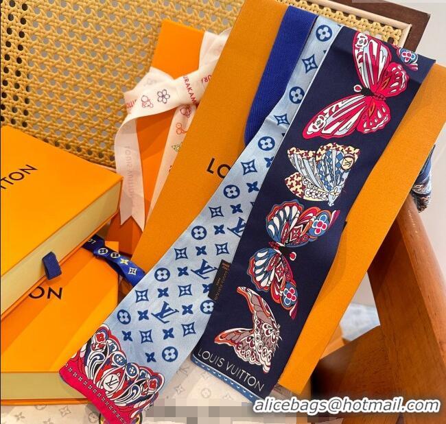 Discount Louis Vuitton Butterfly Silk Bandeau Scarf LV091023 Blue 2025