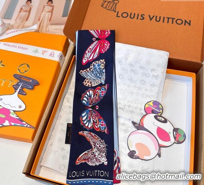 Discount Louis Vuitton Butterfly Silk Bandeau Scarf LV091023 Blue 2025