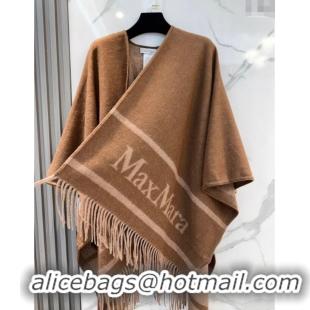 Famous Brand MaxMara Wool Cape with Fringes BR091028 Brown 2025