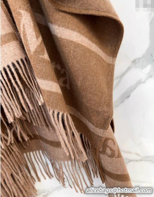 Famous Brand MaxMara Wool Cape with Fringes BR091028 Brown 2025
