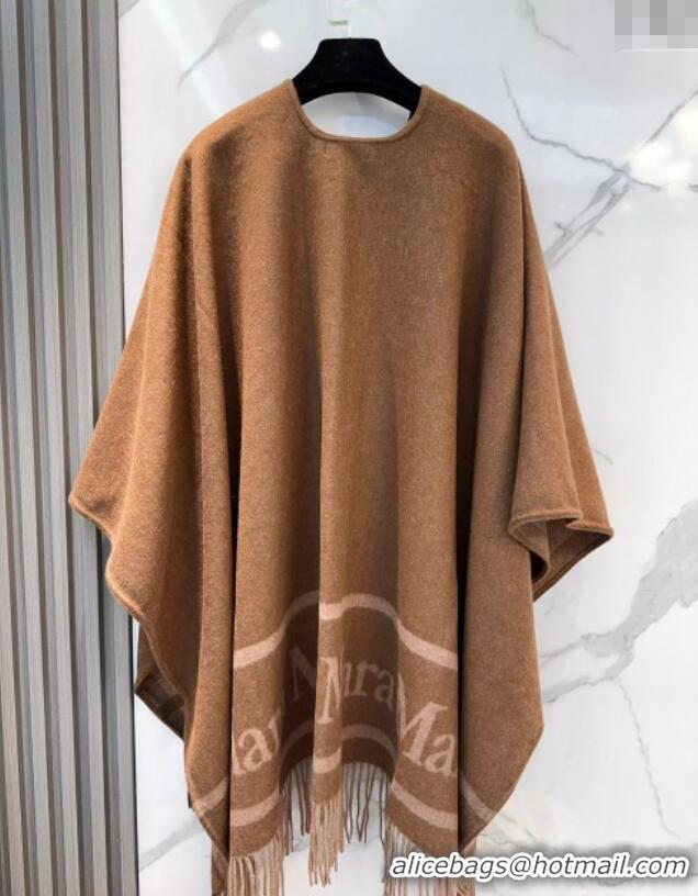 Famous Brand MaxMara Wool Cape with Fringes BR091028 Brown 2025