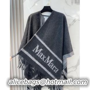 Discount MaxMara Wool Cape with Fringes BR091028 Black 2025