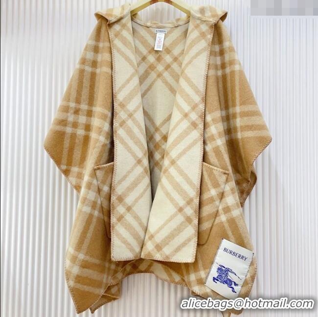 Top Grade Burberry Wool Reversible Cape BR091025 Camel 2025