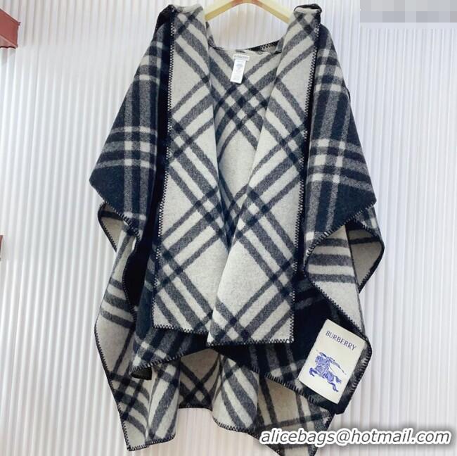 Top Design Burberry Wool Reversible Cape BR091025 Black 2025