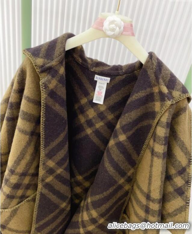 New Fashion Burberry Wool Reversible Cape BR091027 Khaki 2025