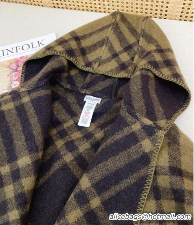New Fashion Burberry Wool Reversible Cape BR091027 Khaki 2025