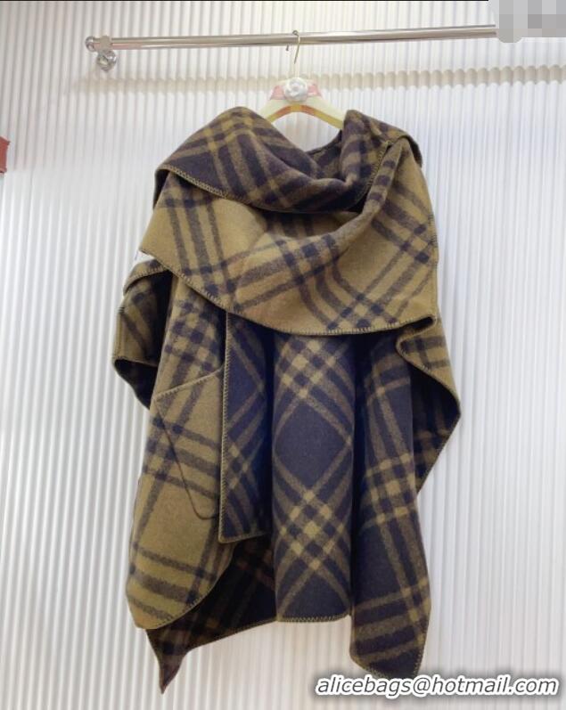 New Fashion Burberry Wool Reversible Cape BR091027 Khaki 2025