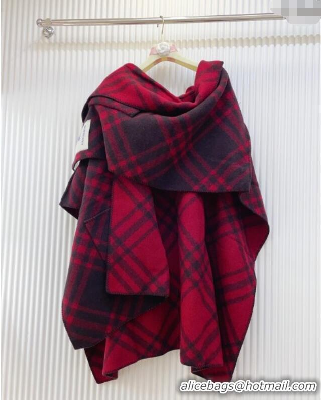 Best Price Burberry Wool Reversible Cape BR091027 Red 2025