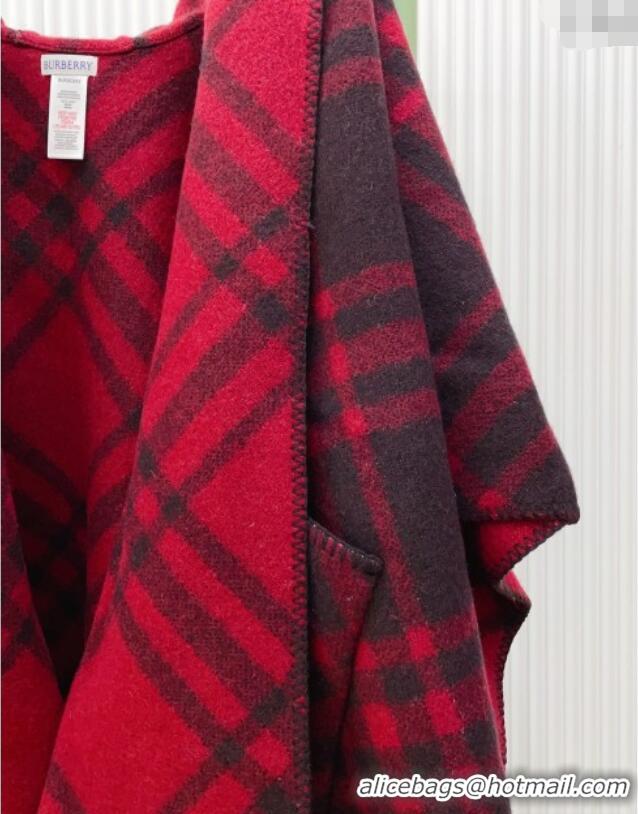 Best Price Burberry Wool Reversible Cape BR091027 Red 2025