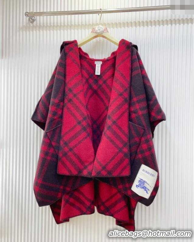 Best Price Burberry Wool Reversible Cape BR091027 Red 2025