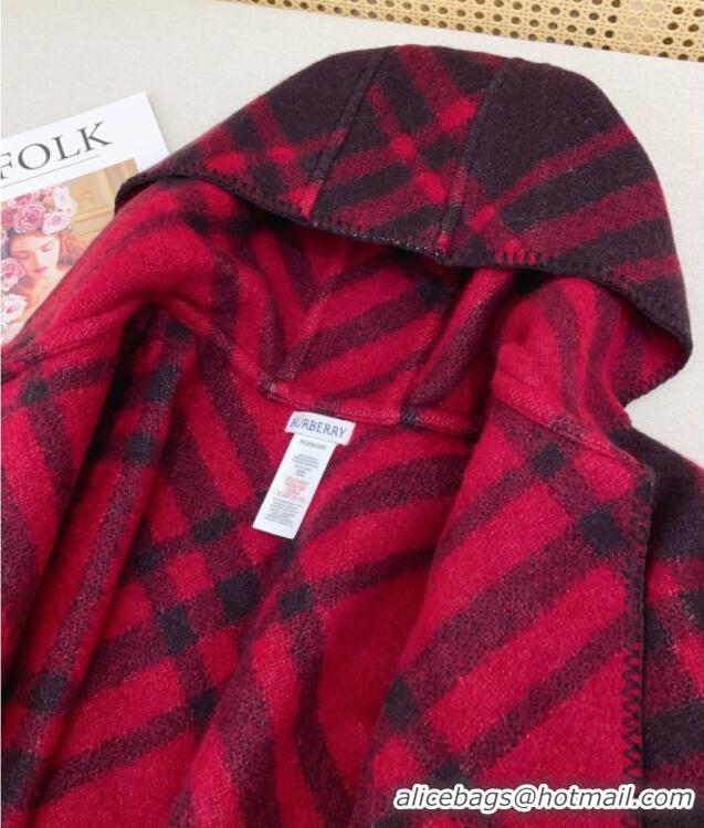 Best Price Burberry Wool Reversible Cape BR091027 Red 2025