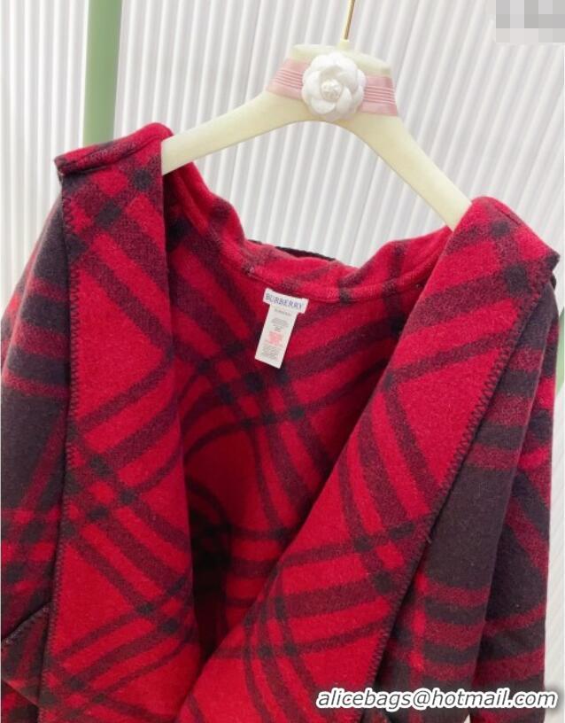 Best Price Burberry Wool Reversible Cape BR091027 Red 2025
