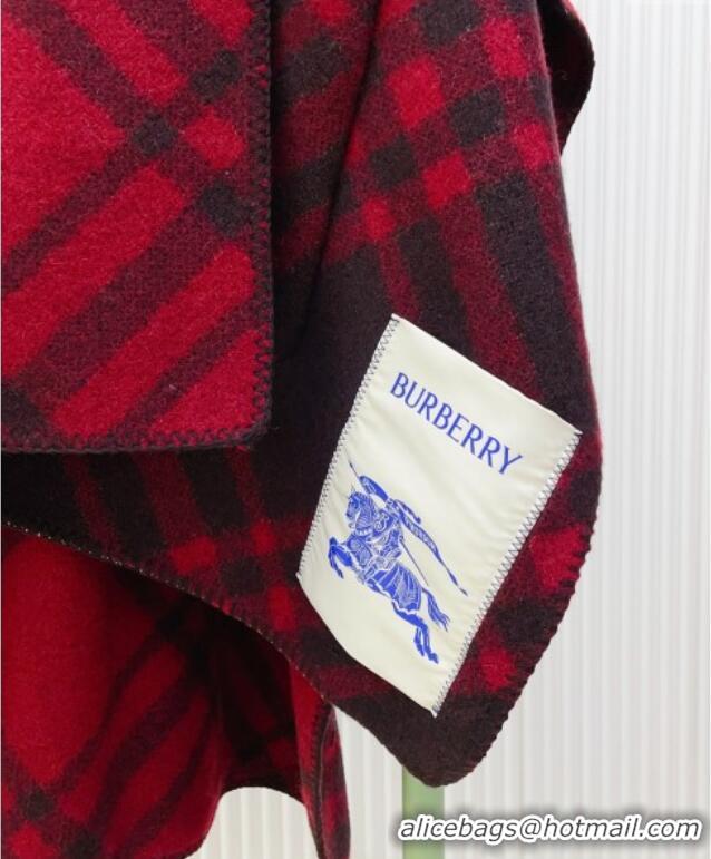 Best Price Burberry Wool Reversible Cape BR091027 Red 2025