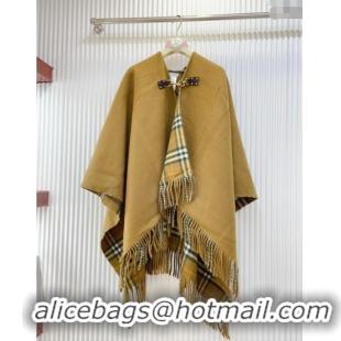 Well Crafted Burberry Wool Lambskin Cape with Fringes BR091029 Camel 2025