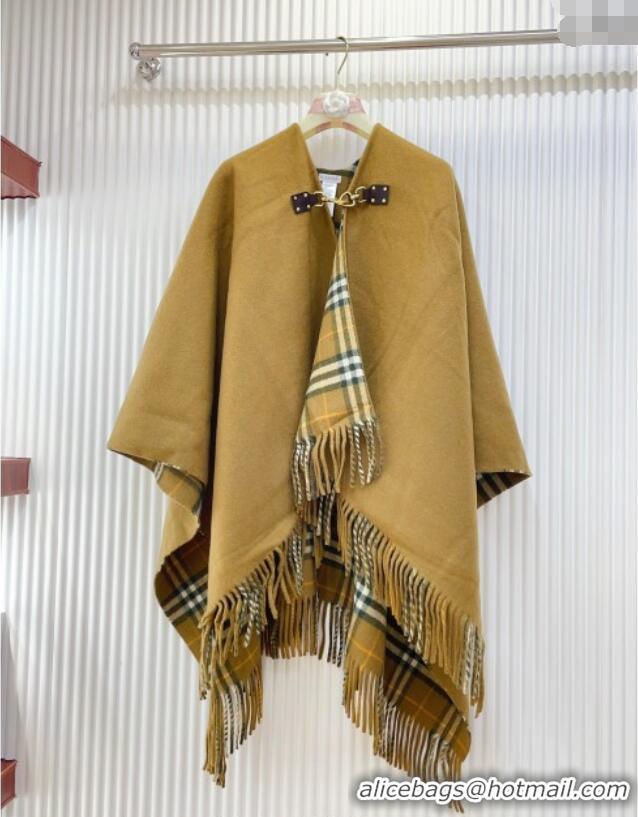 Well Crafted Burberry Wool Lambskin Cape with Fringes BR091029 Camel 2025