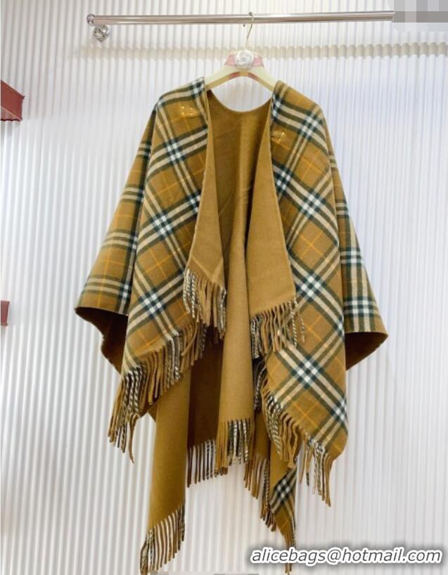 Well Crafted Burberry Wool Lambskin Cape with Fringes BR091029 Camel 2025